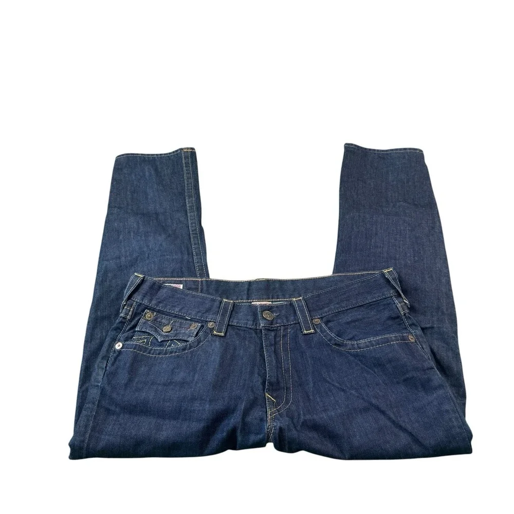 True Religion Dark Wash Billy Thick Stitch Men's‎ Jeans Size 36x28
